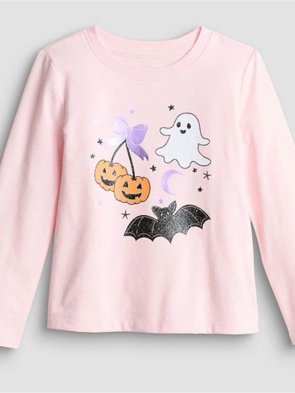 Halloween Long Sleeve Tee Shirt Pink Ghosts Bats Pumpkins Girls 12 NWT